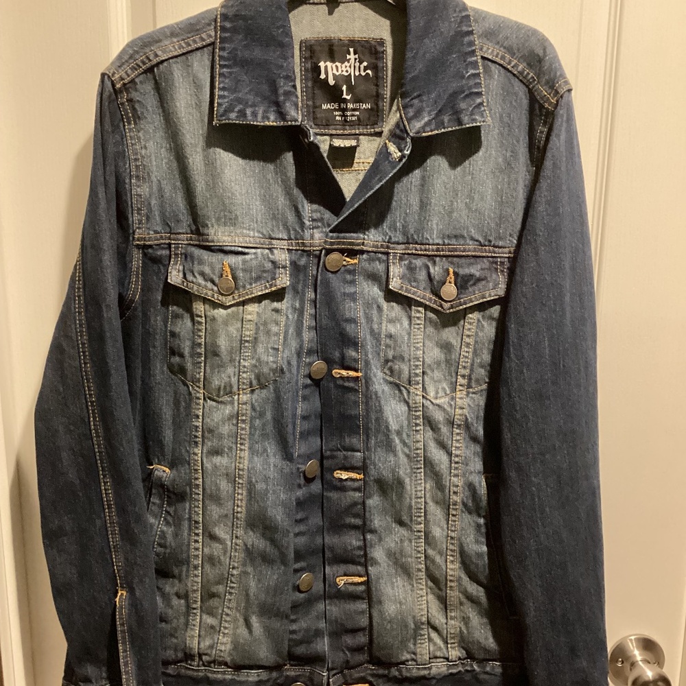 Vintage Men’s Nostic Distressed Blue Jean Jacket Button Up - Size Large